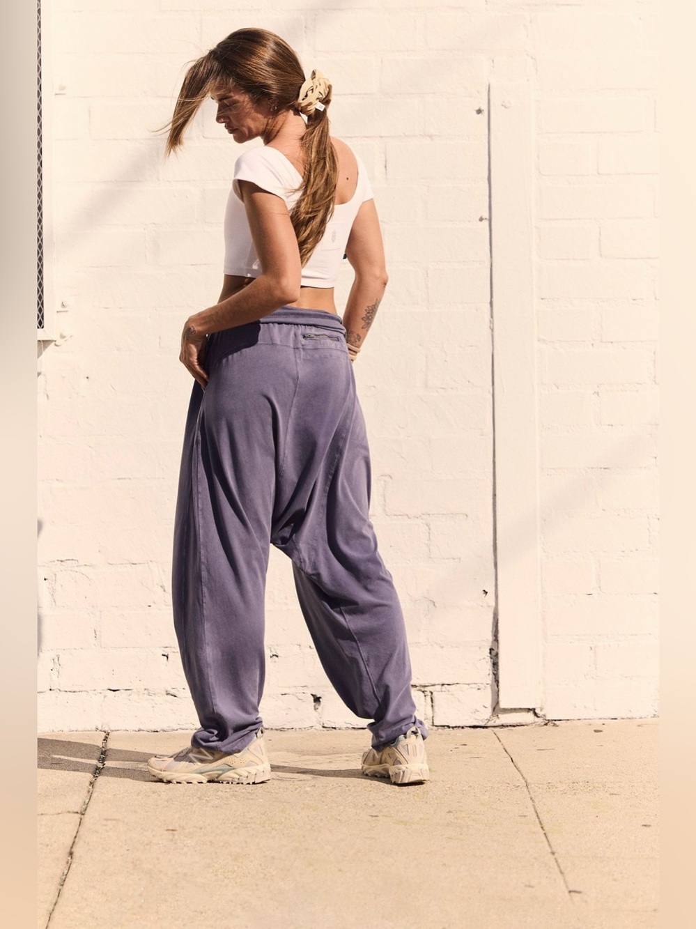Free People Movement Hot Shot Harem Foldover Pants Blue Indigo XS - Picture 3 of 6